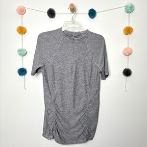 🌟Athleta Gray Short Sleeve Ruched Half Zip Top